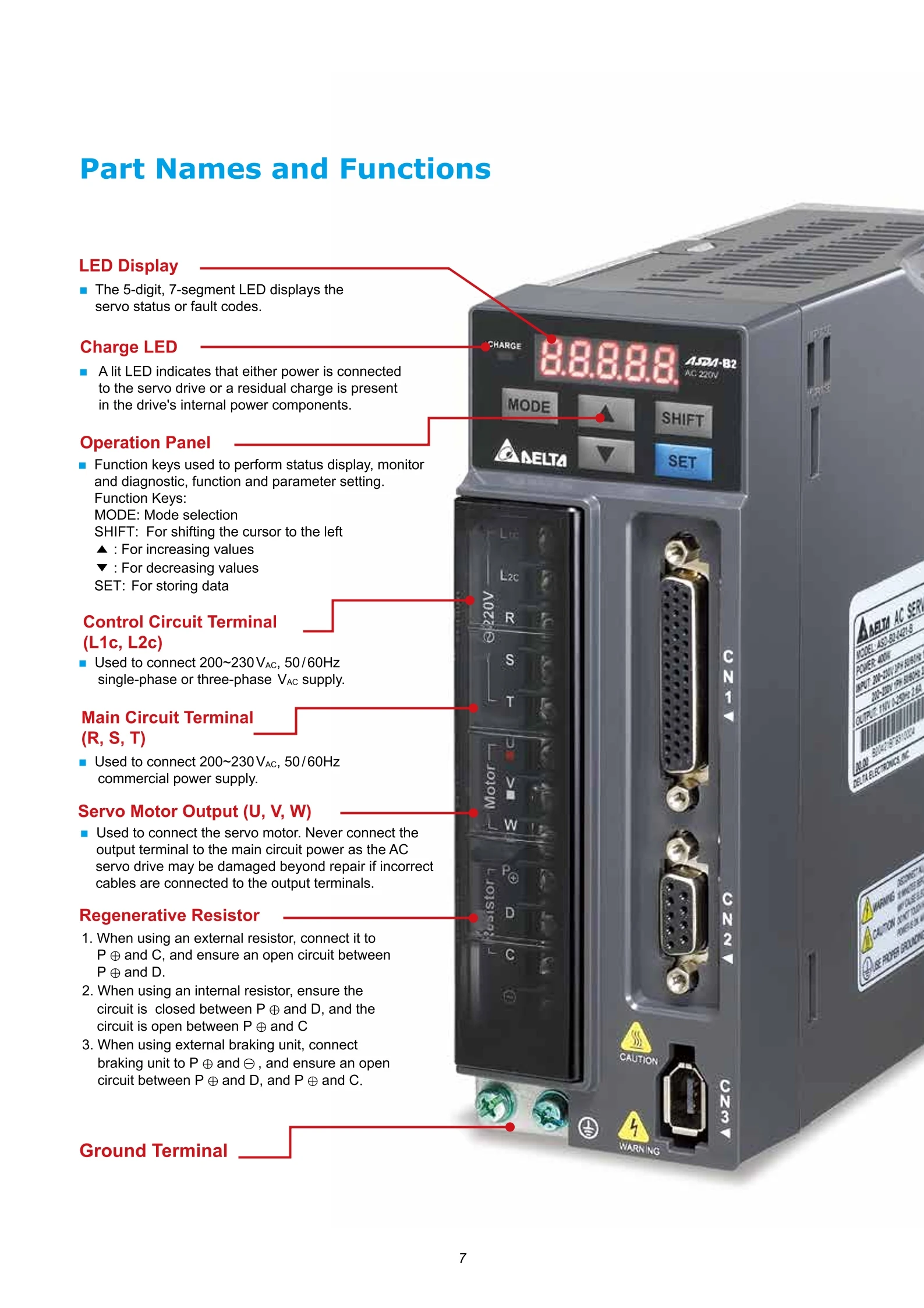 Controlador de servomotor de CA ASDA-B2 ASD-B2-0721-B Servoaccionamiento Delta