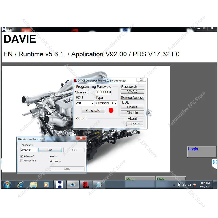 

Для инструмента DEVELOPER DAF DAVIE и DAF DAVIE (DEVIK) для удаления Adblue Работа с DAF VCI Lite