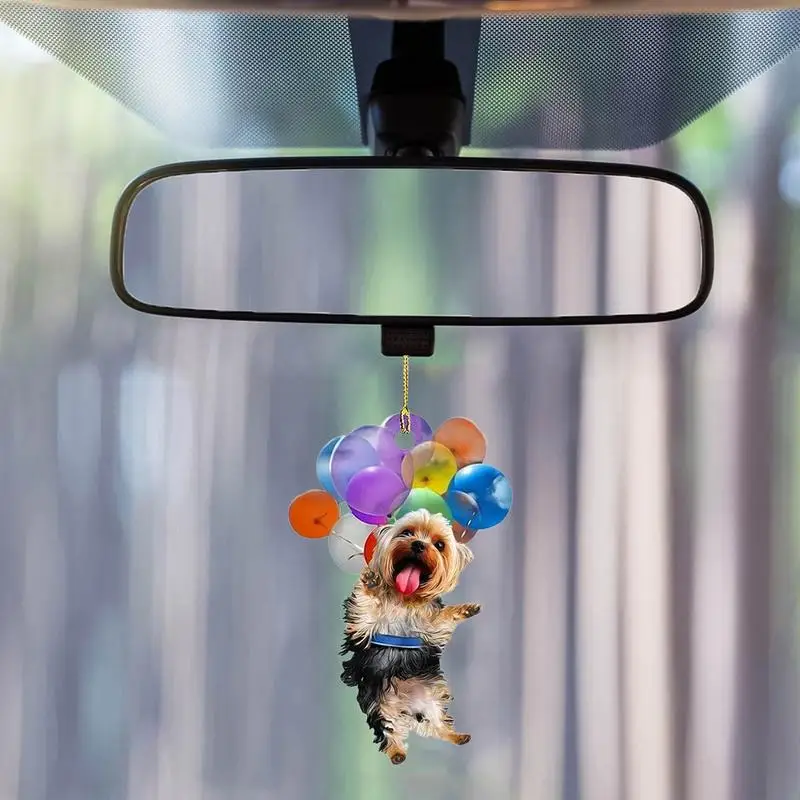 Acrylic Colorful Balloon Hanging Ornament Puppy Car Pendant Car Hanging Ornament Cute Dog Keychain Hanging Pendant Accessories