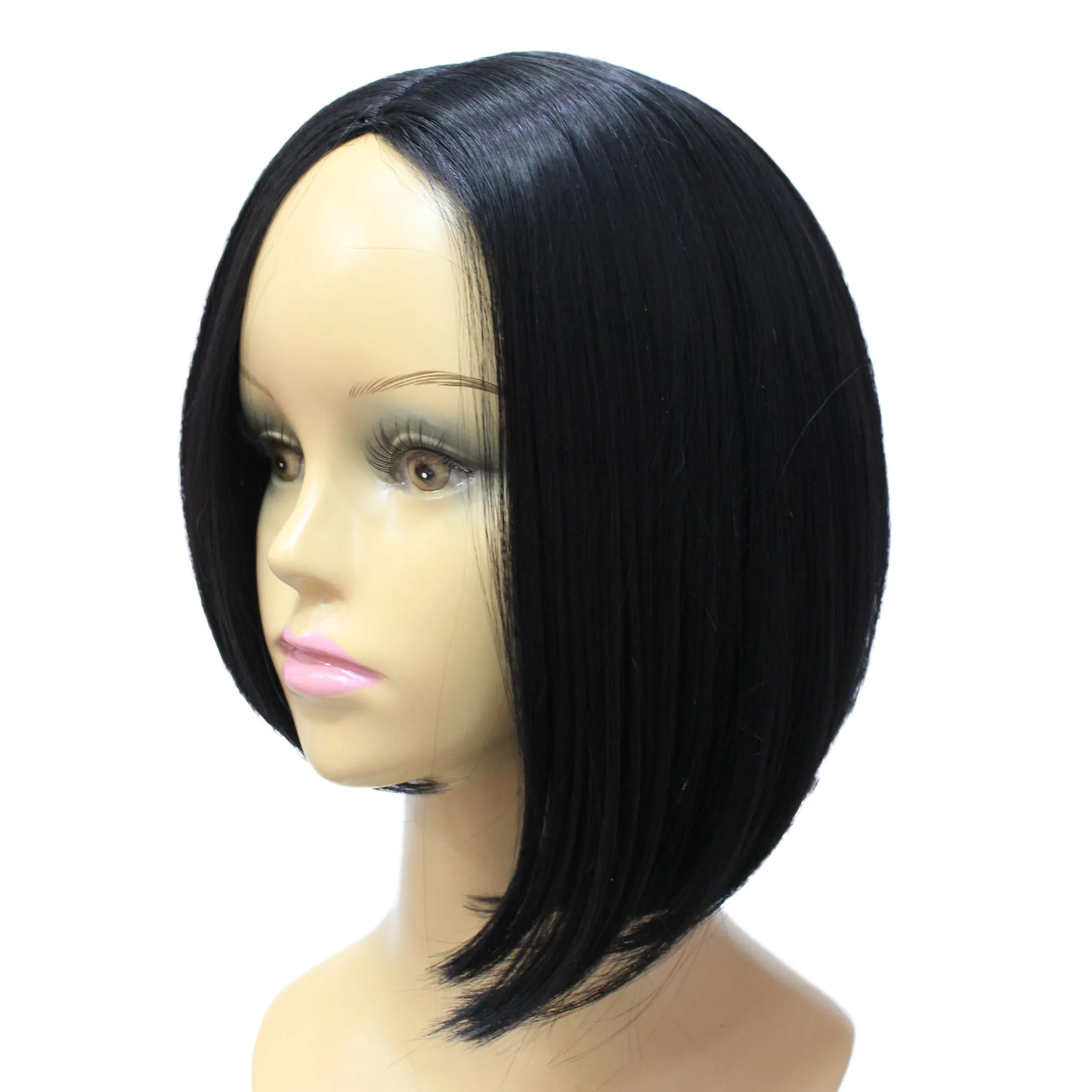 Asymmetric Short Center Split Bang Bob Women's Wig heat resistant fiber party wig for lady