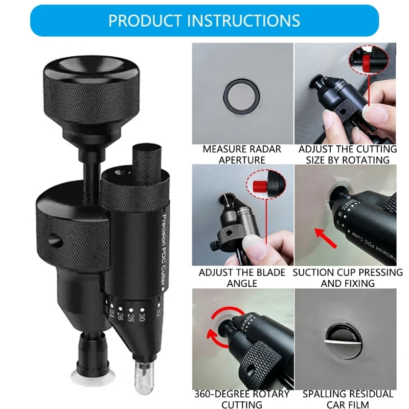 Car Radars Hole Film Cutter Metal Repair Tool Aluminum Body 3.7cm x 8.8cm for Careful Hand Positioning and Storage, Single X37F