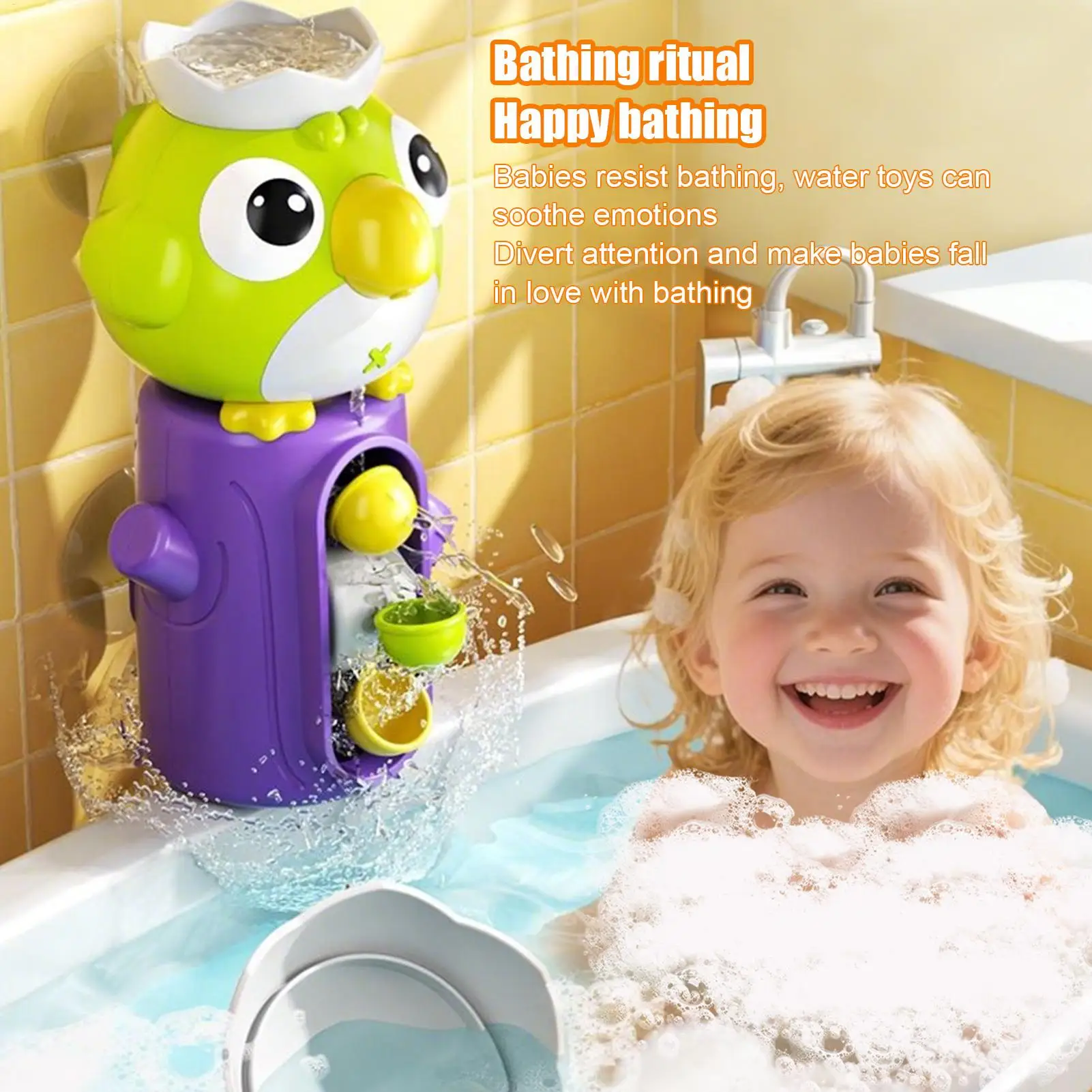 

Kids Bath Toys Suction Cup Bathtub Water Play Toy Children Tub Water Rotating Bathing Game For Hotel Apartment Vacation Travel