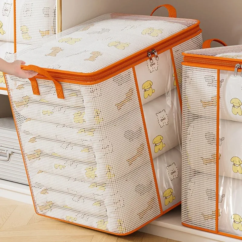 Extragroße Kleideraufbewahrungstasche Transparent Robuster Verstärkter Griff Faltbare Reißverschluss-Umzugstasche für Quilt Decke Bettwäsche – Detail 4