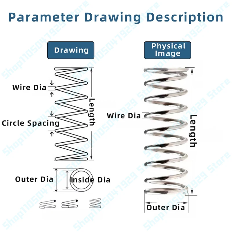 20/10pcs/lot 0.1mm 0.2mm Wire Diameter 304 Stainles Steel Compression Spring Pressure Small Spring Length 5/8/10/12/15/20/25mm