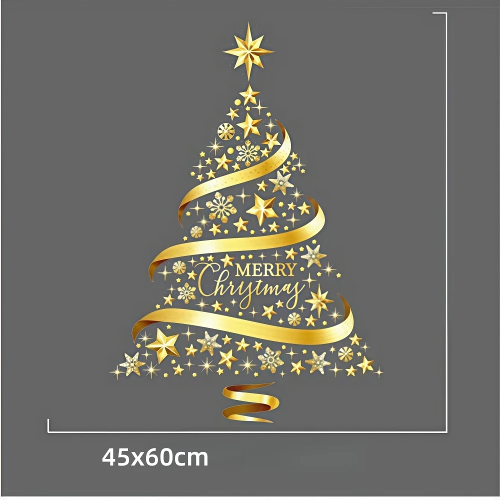 1 مجموعة من 60-90 سنتيمتر الذهبي شجرة عيد الميلاد نافذة زجاج نافذة ملصقات لعيد الميلاد السنة الجديدة الشتاء هدايا ديكور المنزل الطرف