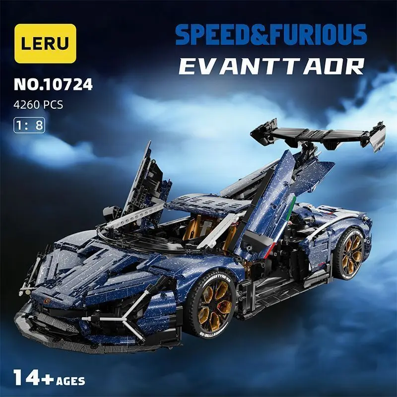 Starry Sky Supercar 1:8 Creative Static Model, High-Level Assembly Model, Educational Toy Ornament, Birthday Gift