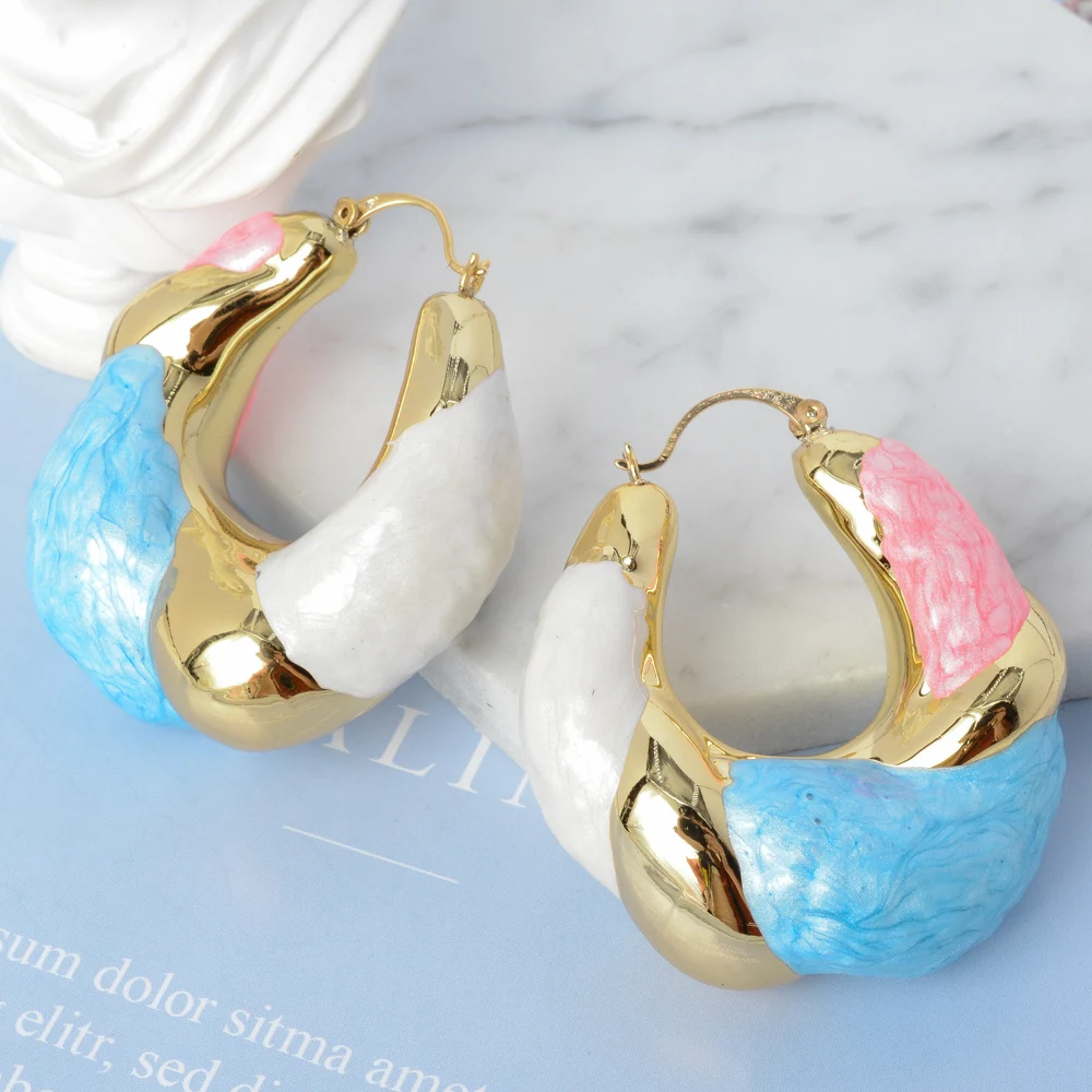 Y2K Large Chunky Circle Hoop Earrings For Women Colorful Hanging Earring  Fashion Elegant Party Jewelry Christmas Gifts
