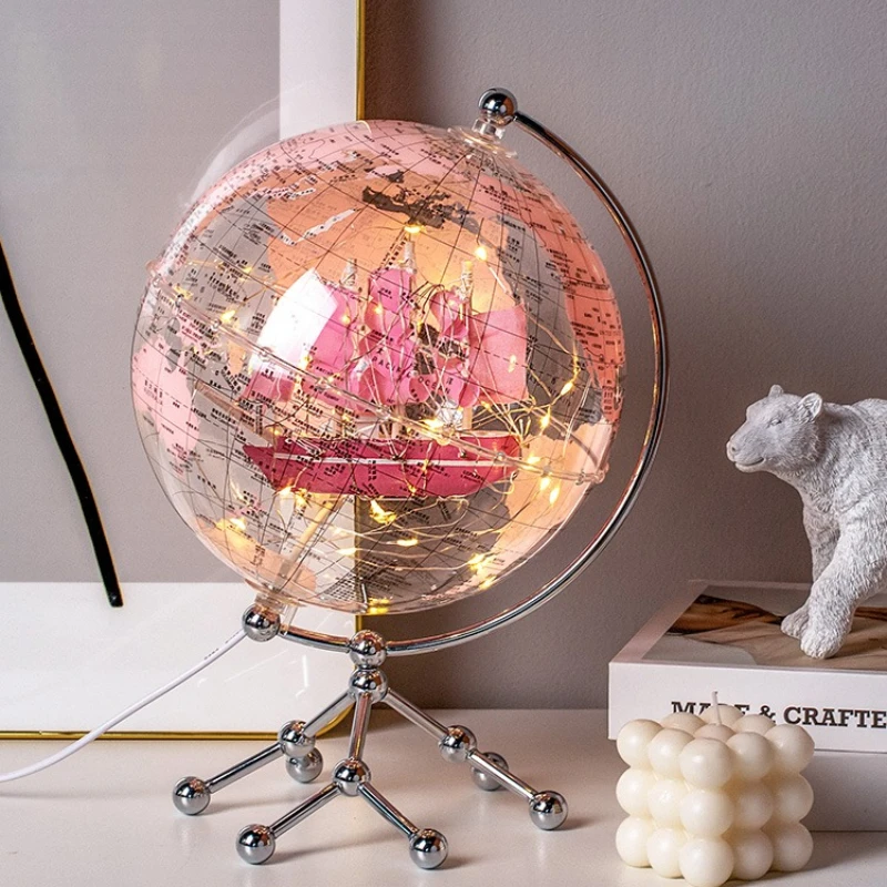 

Creative transparent globe ornament light luxury high-end modern home wine cabinet study desktop living room home decoration