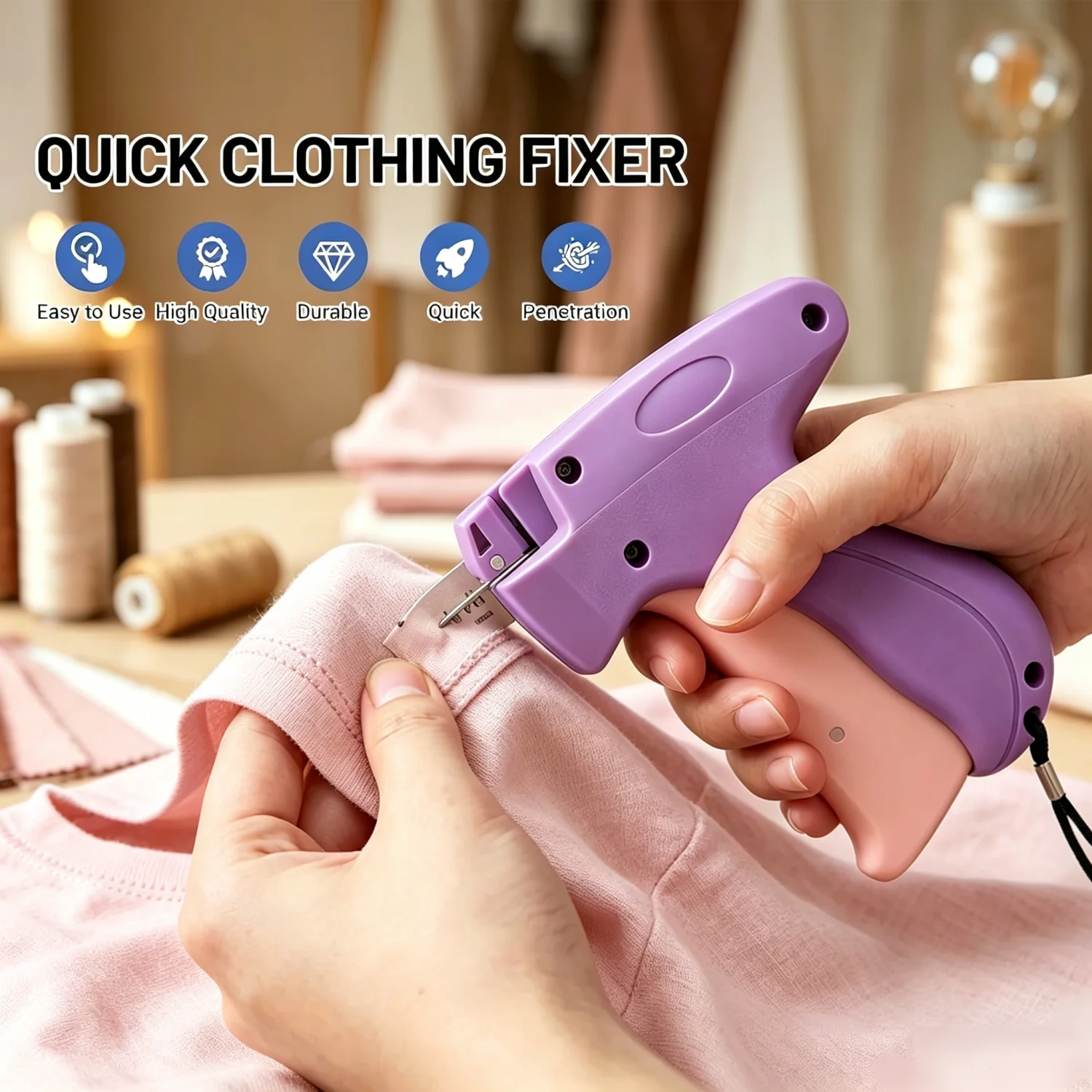 Stitch Gun for Clothes Handheld Quick Stitch Clothing Fixer Tagging Gun with 5 Needle 1000 Black 1000 White Fasteners Sewing Kit