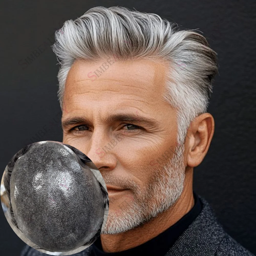 

1b80 1b65 1b40 Man Wig Natural Hairpieces Undetectable 0.1mm Injection PU Men Toupee 1b20 Brown Black Grey Human Hair Prosthesis