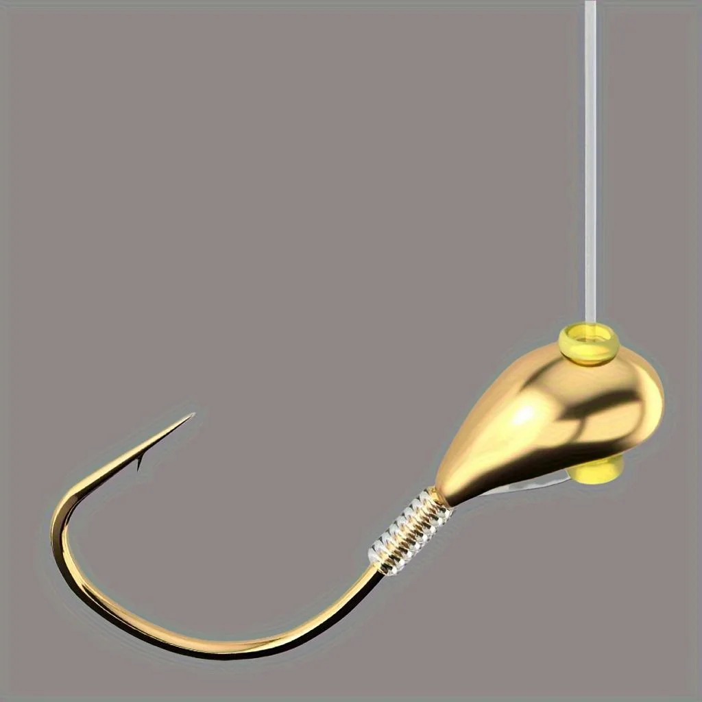 10 Stück goldene, umgestürzte Haken aus Edelstahl – langlebige Angelhaken für Köder und Köder, ideal zum Angeln und im Freien – Detail 3