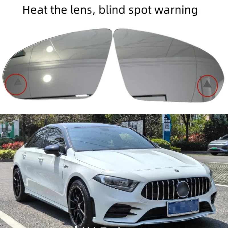 

For Mercedes Benz A Class W177 2018 2019 2020 2021 2023 CLA Replace BSM BSWCar Heated Blind Spot Warning Wing Rear Mirror Glass