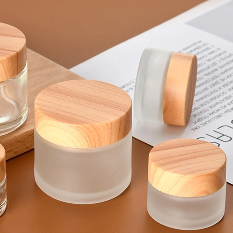 1PC Travel Round Glass Jars with Leakproof lids Refillable Empty Glass Sample Jars for Lotion Cream Eye Powder Jewelry