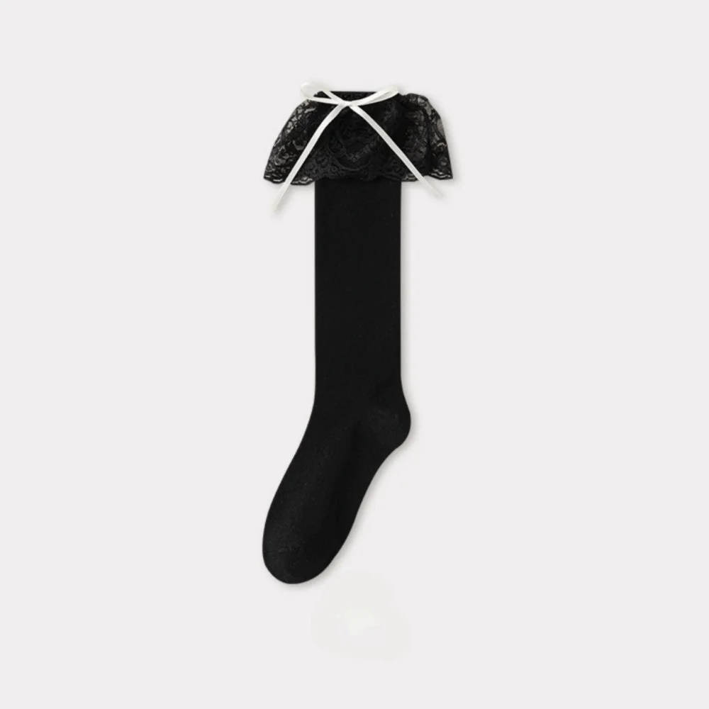

Fashion Lace Ruffle Long Socks College Style Ribbon Bow Stockings Kawaii Warm Socks Autumn Winter