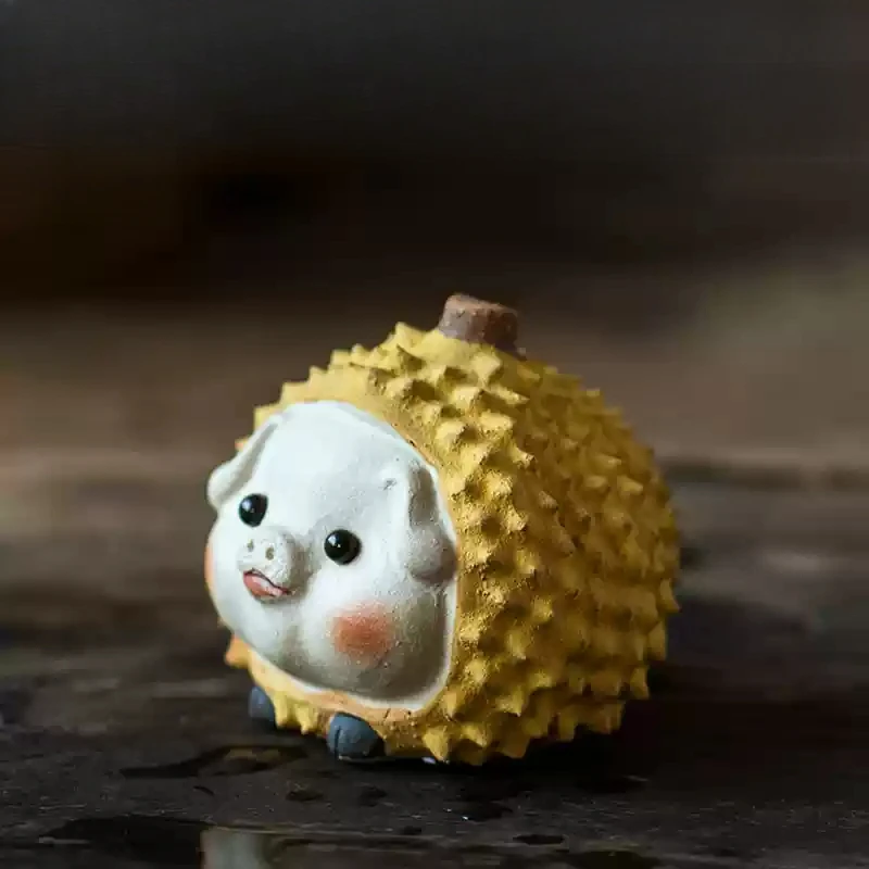 Yixing Purple Sand Durian Tea Pet Piggy Panda Hedgehog Handmade Creative Tea Table Small Ornaments Kept Interesting Tea Play