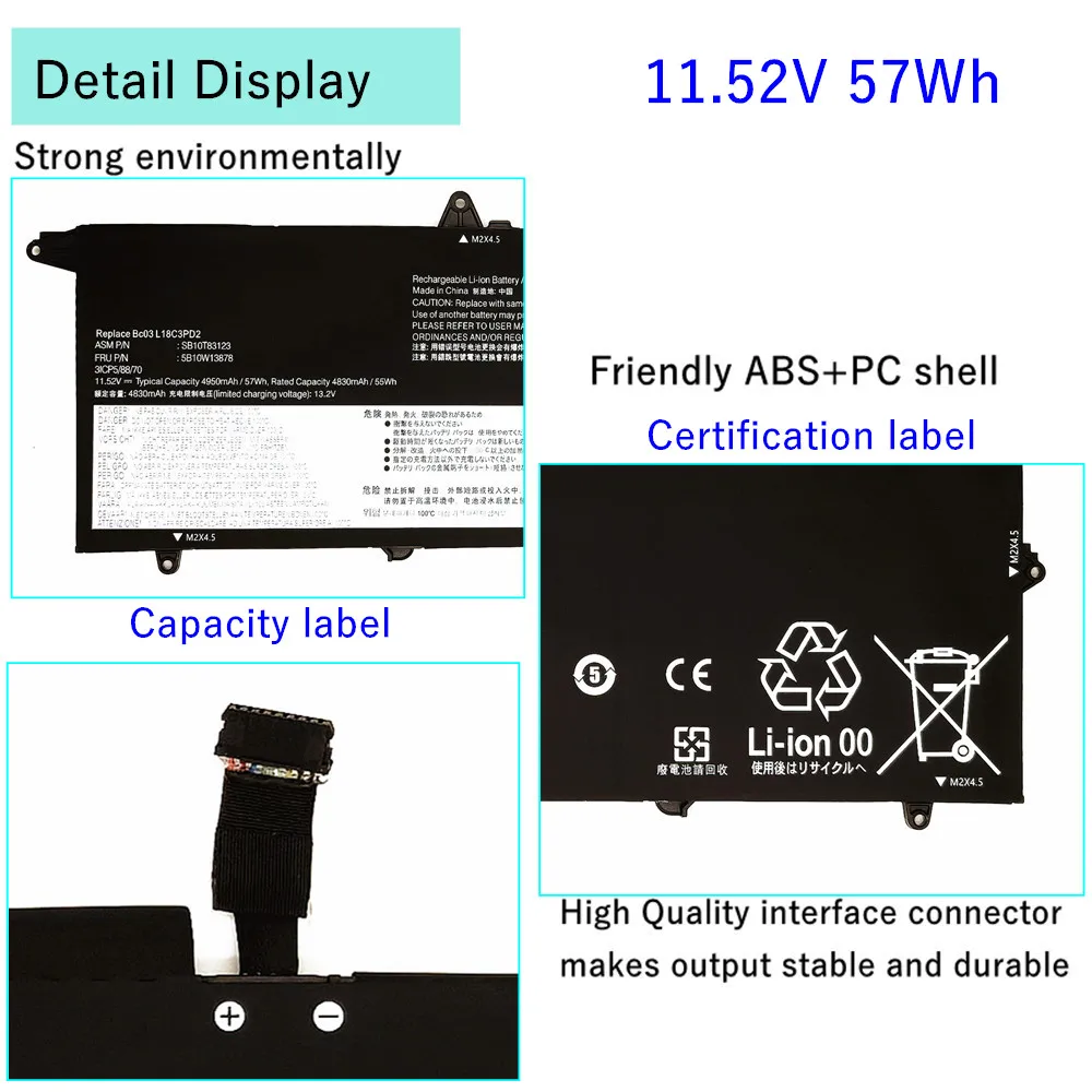 L18M3PD2 Laptop Battery For Lenovo ThinkPad T14S T490S T495S L18M3PD1 L18C3PD1 L18L3PD1 L18C3PD2 02DL013 02DL014 02DL015