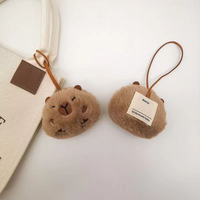 Kawaii Plush Capybara Keychain Anti-lost Mark Name Tag Key Holder For Kid Kindergarten Backpack Pendant Decor