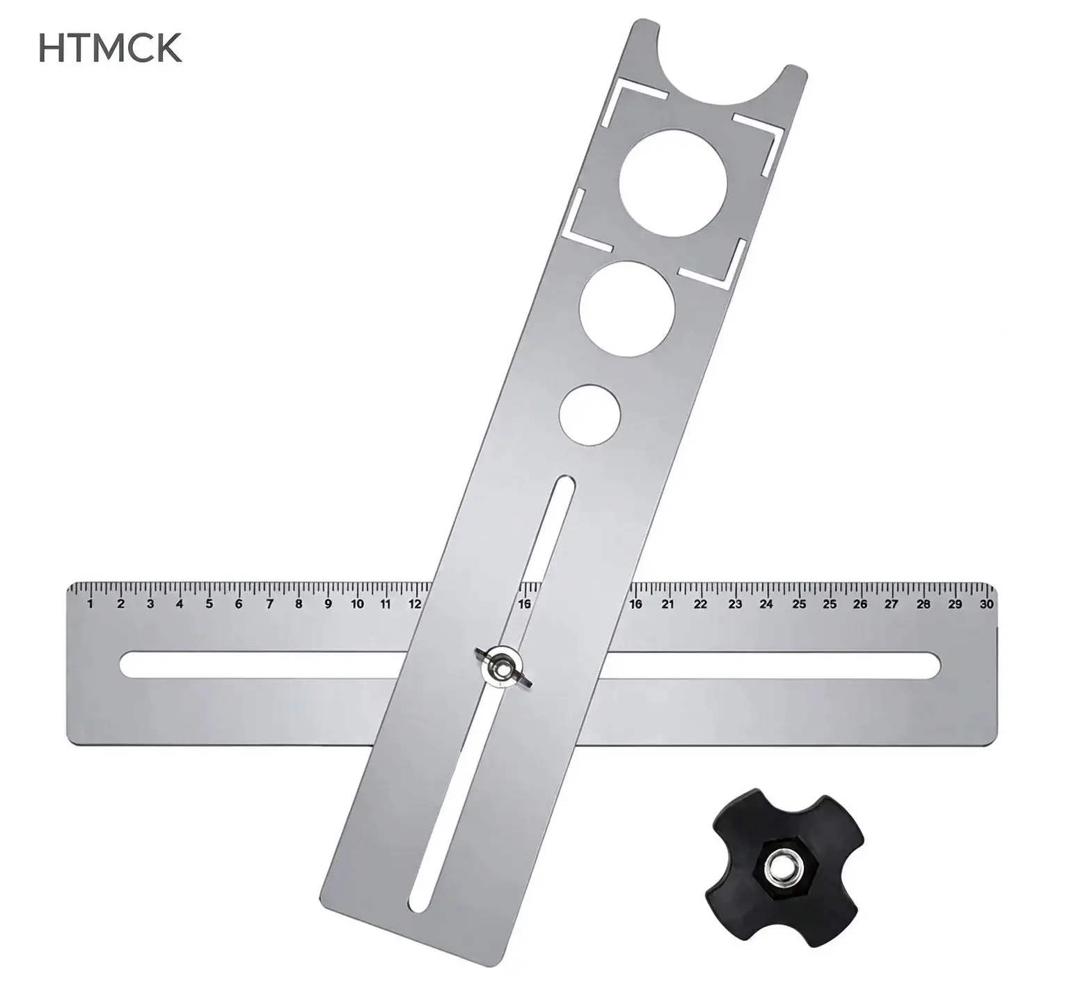 HTMCK Adjustable Tile Drilling Locator Stainless Steel Hole Positioning Ruler for Ceramic Marble Glass Water-Electric Measuring