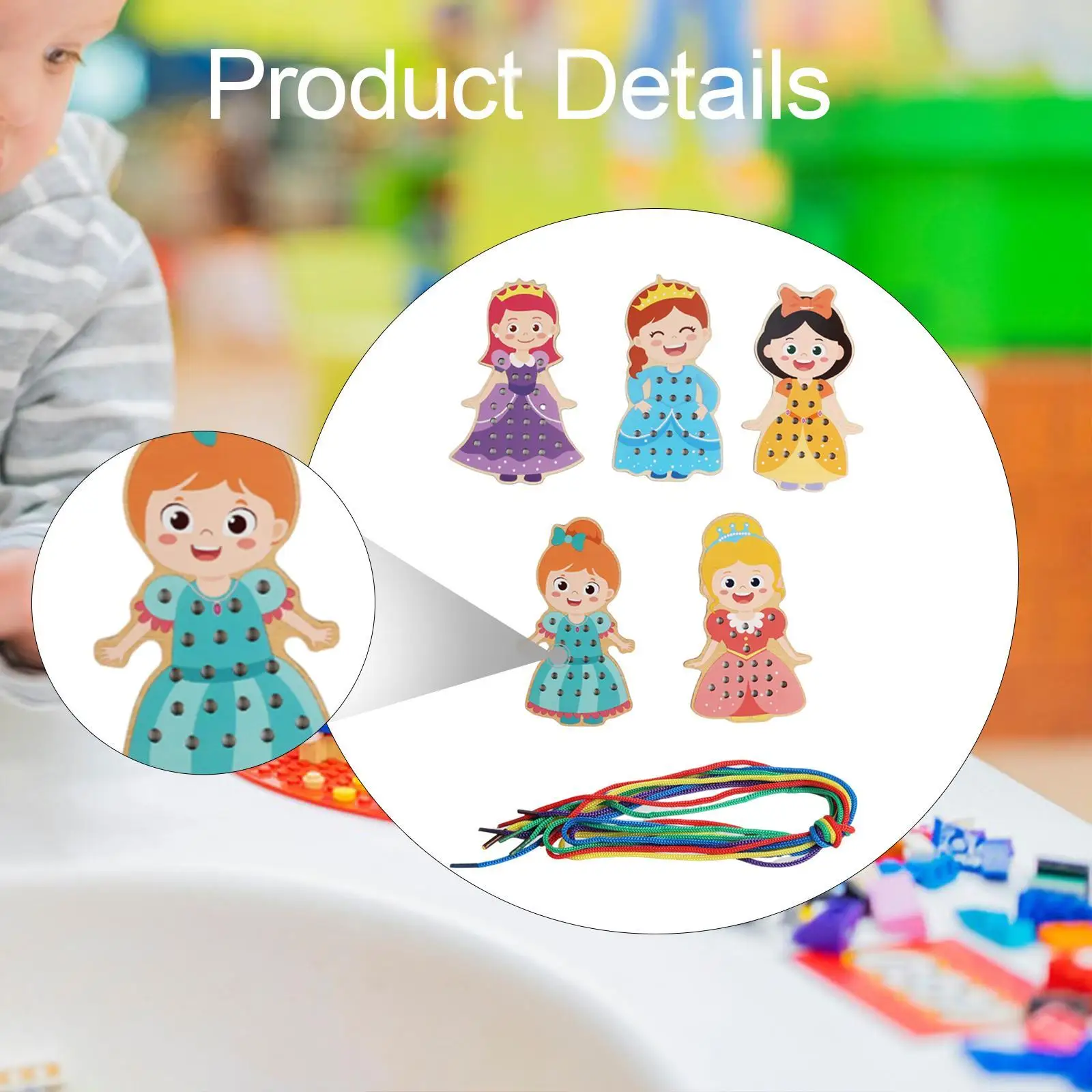 การ์ดปัก การ์ดเย็บผ้า การทําเกลียวของเล่นพัฒนาจินตนาการ ทักษะยนต์ ของเล่นสําหรับเด็กก่อนวัยเรียนและเด็ก ชุดเย็บผ้าไม้