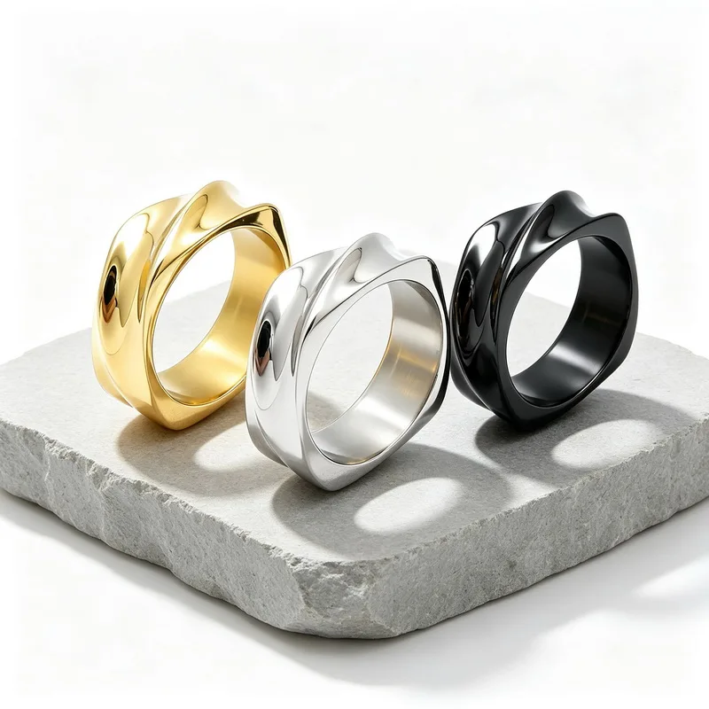 Mobius Ring for Men, Oxidized Twisted Stainless Steel Finger Band,Retro Endless Love Anniversary Gift for Him