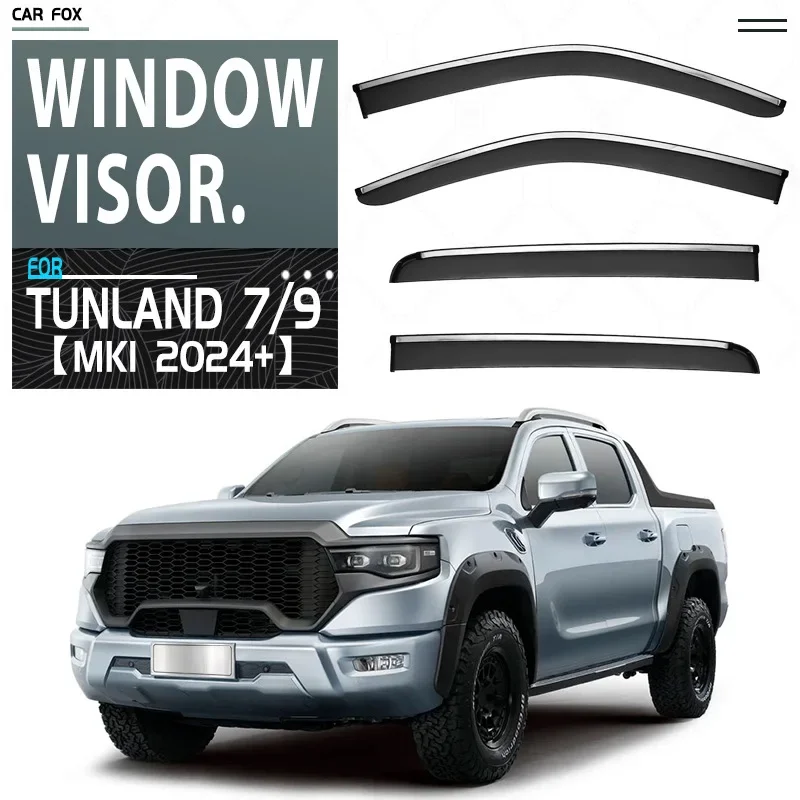 For Foton Tunland 7/9 Pickup 2024+ Car Window Visor Awning Shelters Windshield Side Window Rain Sun Shade Auto Accessories