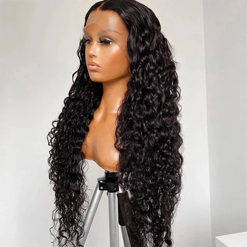 Sem cola 180 densidade 26 Polegada longo macio natural preto kinky encaracolado peruca dianteira do laço para preto feminino com cabelo do bebê pré-arrancado diariamente