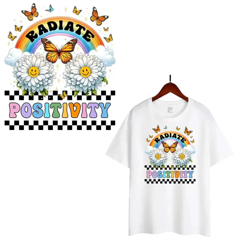 

Красочные солнце Радуга бабочка цветок теплопередающие нашивки для одежды DIY моющиеся футболки A-уровень термонаклейки