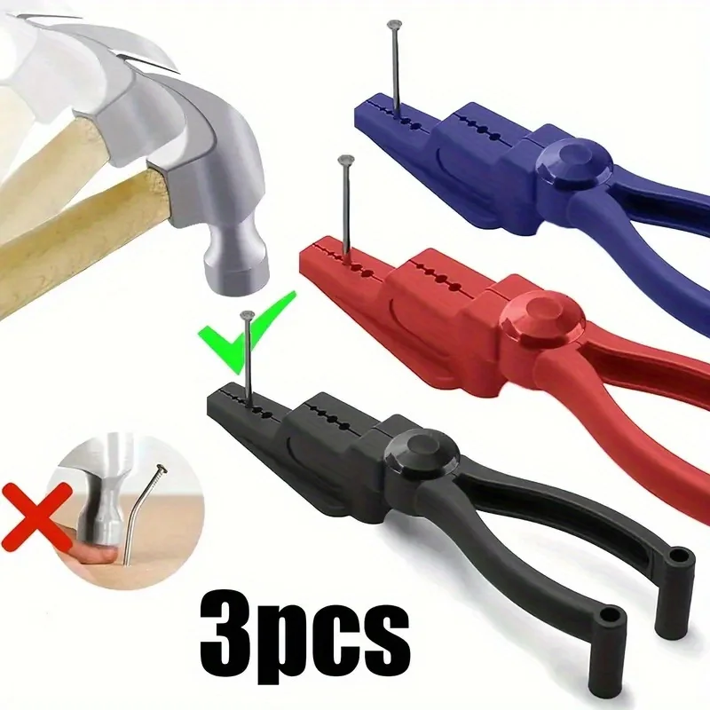 Safety Nail Clamp Tool with Sliding Jaw Anti Slip Handle for Finger Protection During Hammering DIY Woodworking and Home Repair