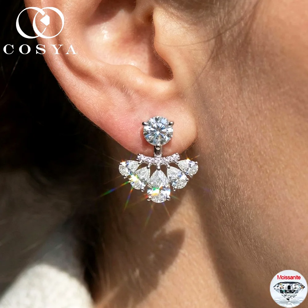 

COSYA Luxury Real Moissanite Stud Earrings For Women S925 Silver D Waterdrop Lab Diamond Detachable Stud Sparkling Jewelry Gift