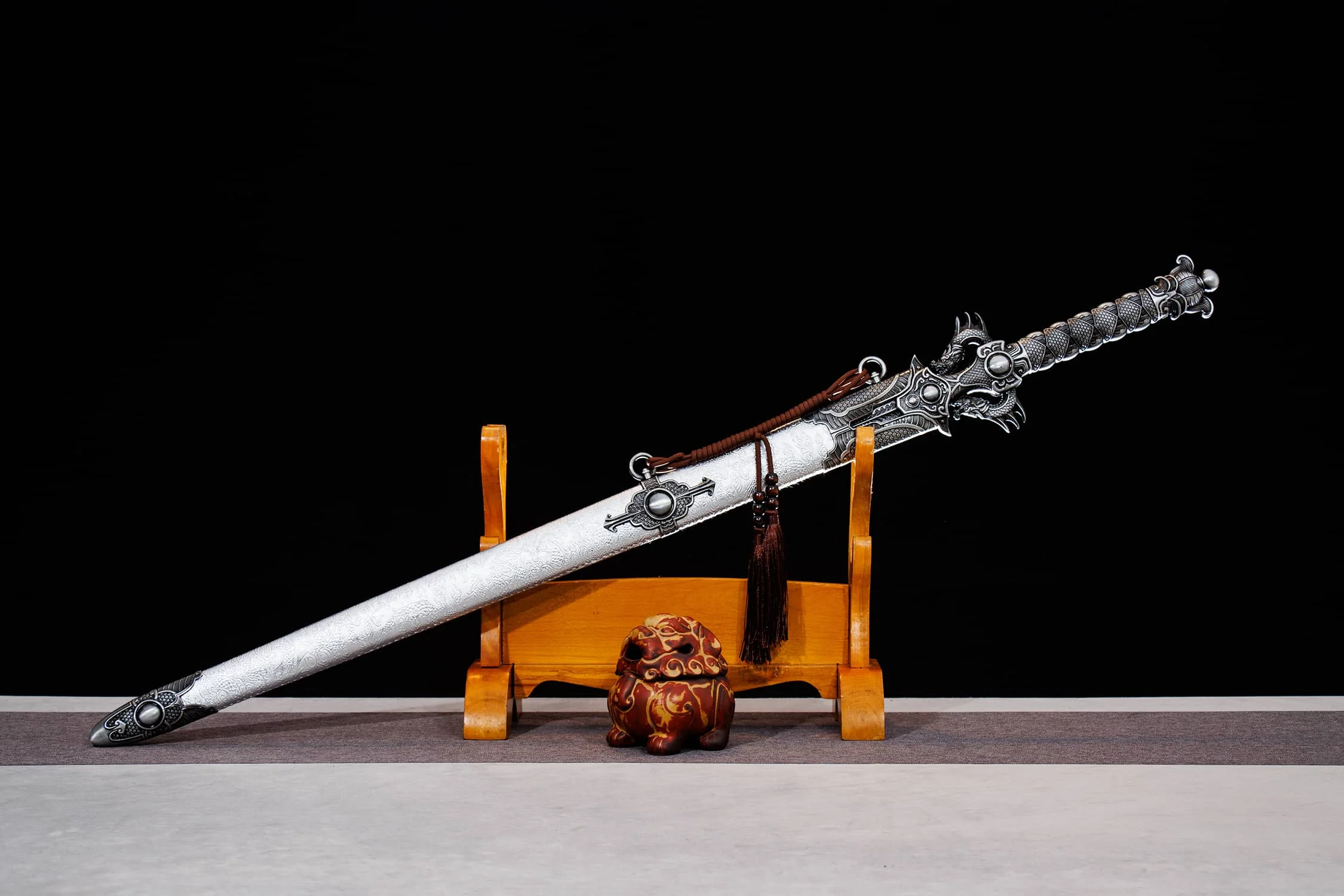 

110cm Double Dragon Battle Sword True Steel katana full tang Edge Cutting Battle Preparation Medieval Knight Ninja Kung Fu Marti