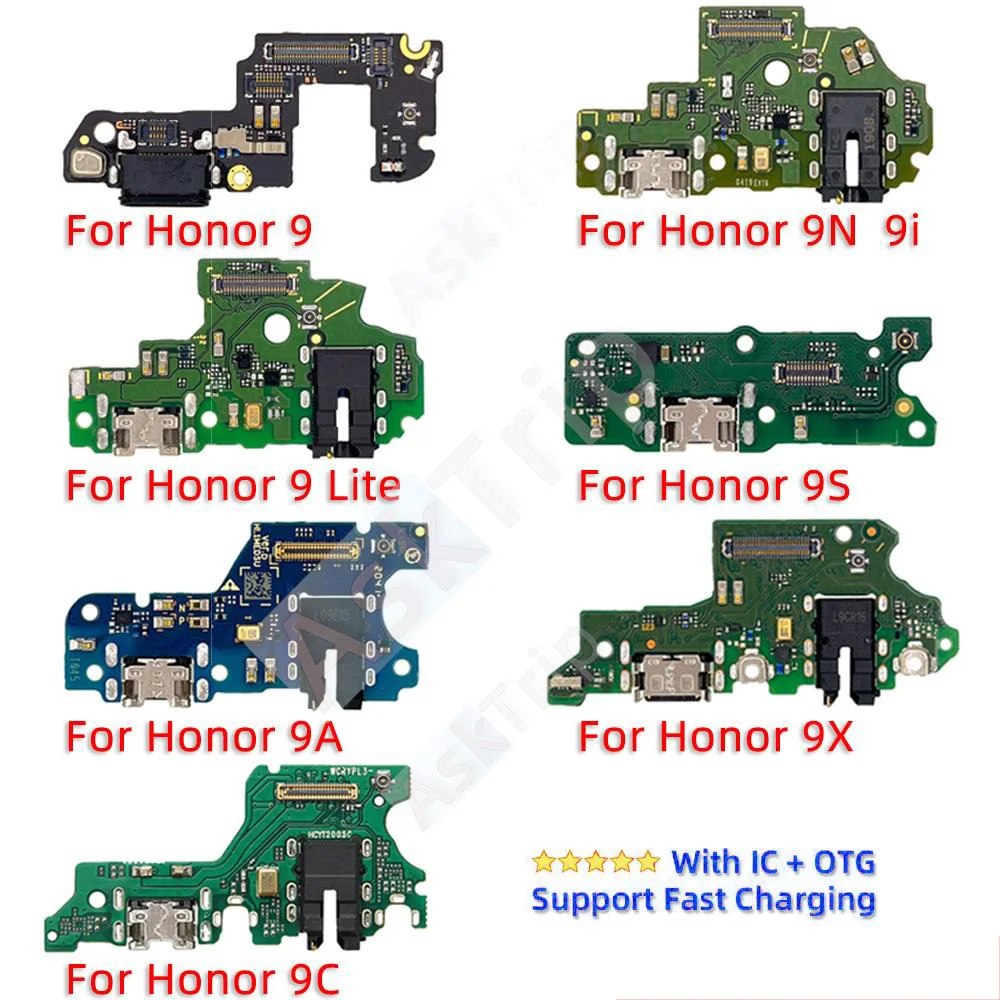 Aiinant For Huawei Honor 9 9A 9C 9N 9i 9s 9X Lite Pro Bottom Charging USB Date Dock Microphone Charger Flex Cable Phone Parts