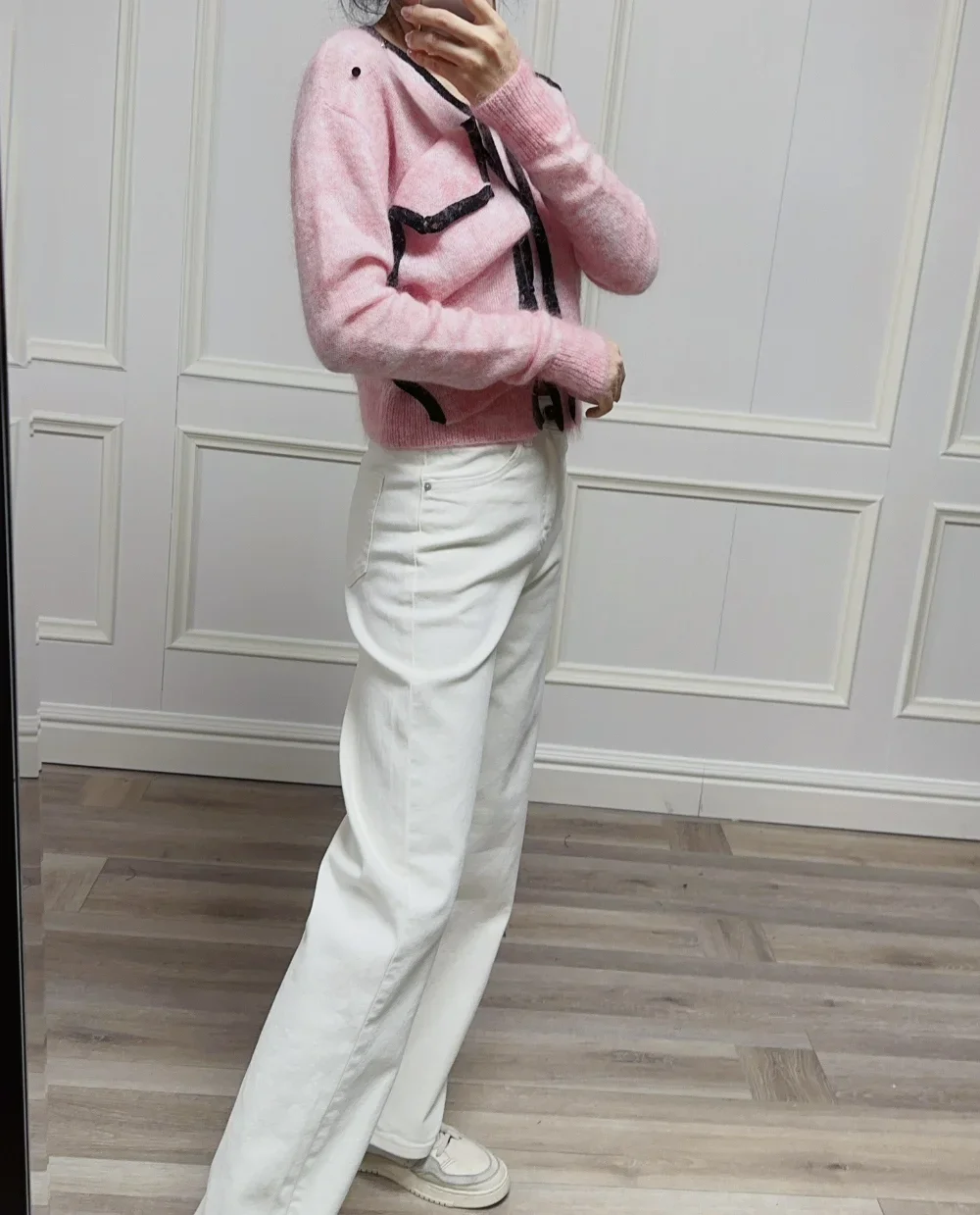 Spring and Summer New Minimalist Cotton Wide-leg Casual White Thin Micro-elastic Straight Versatile Jeans Female