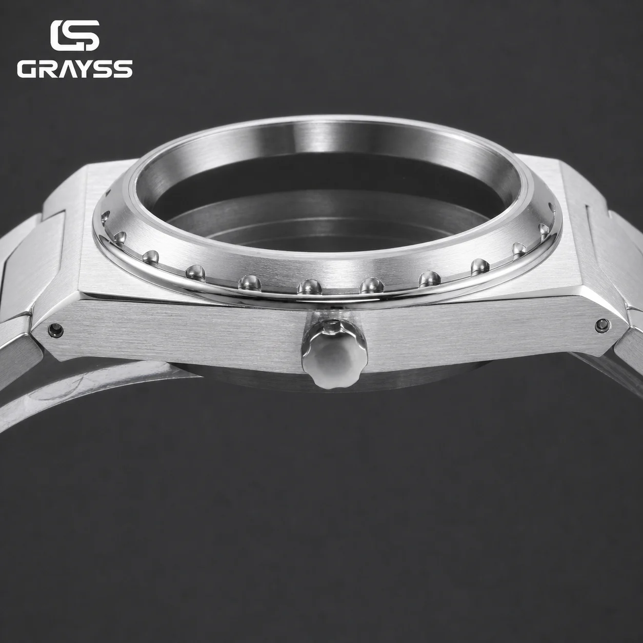 Grayss Neues integriertes gebürstetes Edelstahl-Uhrengehäuse mit Armband, 37 mm, für SKX NH35 NH36, Saphir, 20 atm, wasserdicht, Mod-Teile – Detail 3