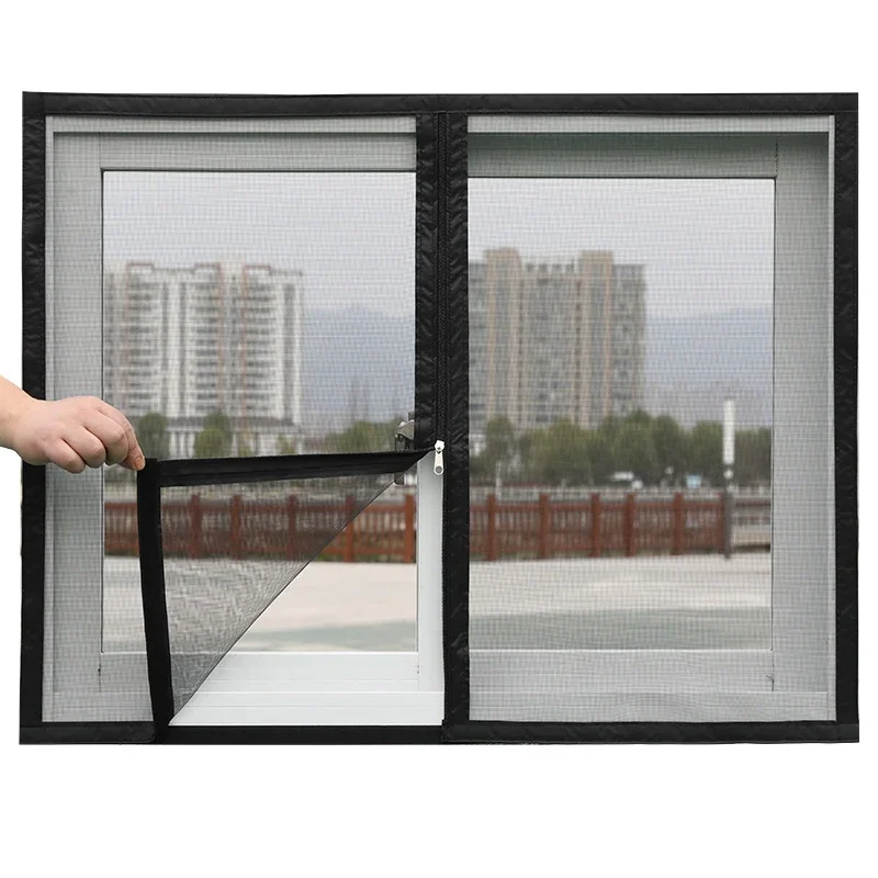 

Multi size window mesh with zipper, adhesive black mosquito screen mesh, mosquito net for windows can be customized for free