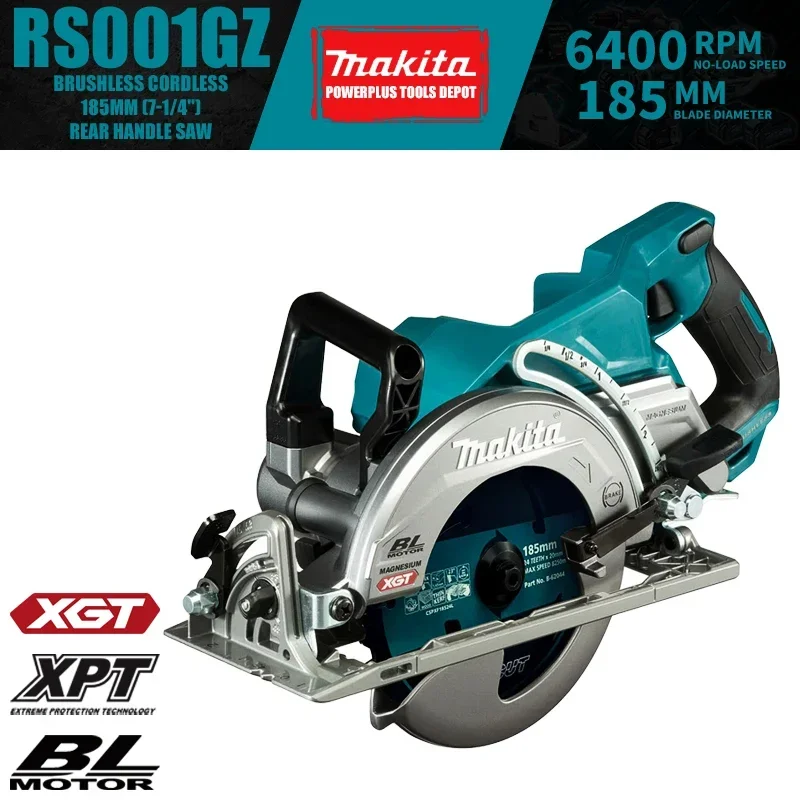 

Makita RS001GZ XGT Бесщеточная аккумуляторная пила с задней ручкой 185 мм (7-1/4 дюйма), 40 В, электроинструменты, 6400 об/мин