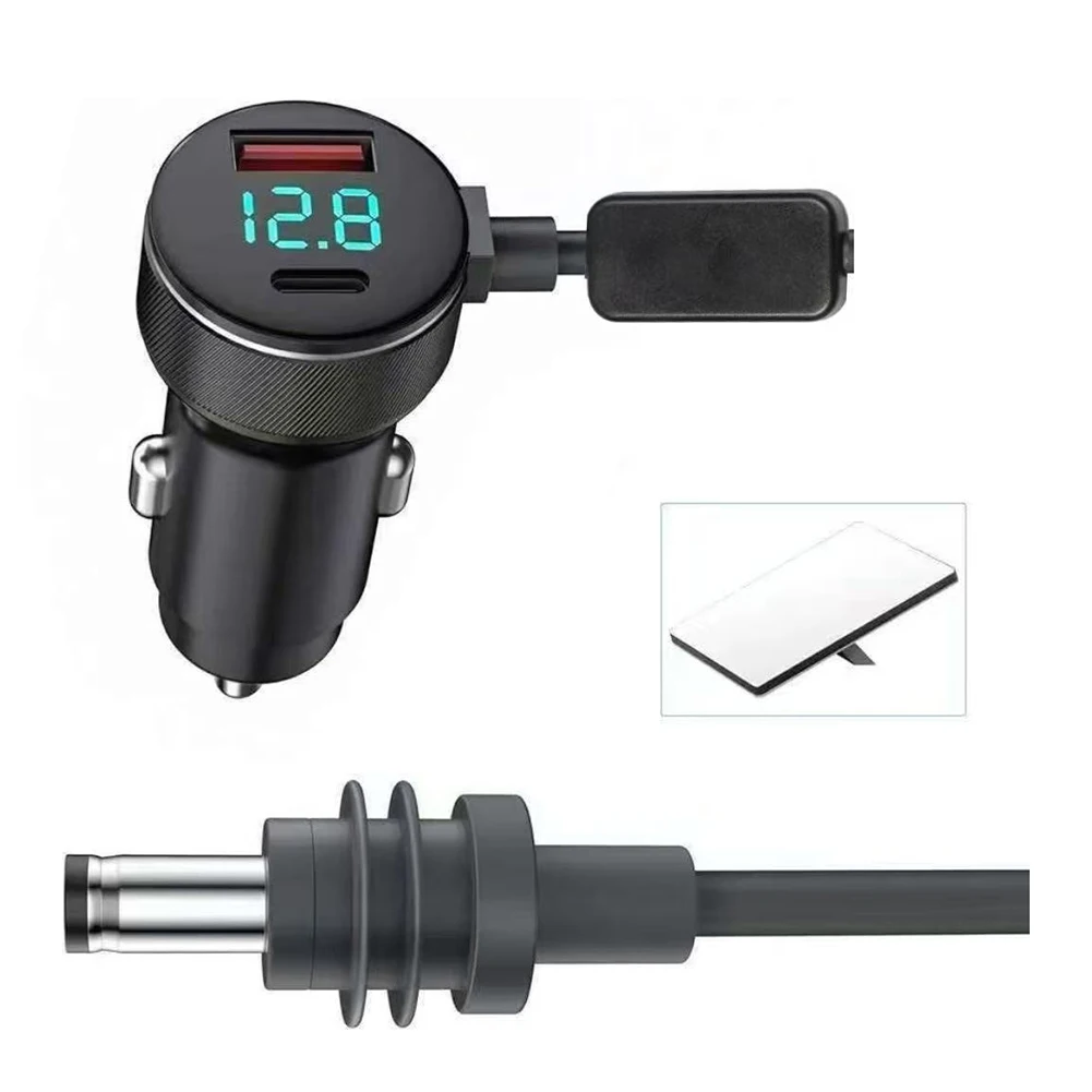 

Автомобильное зарядное устройство 3-в-1 с двумя USB-портами, QC-3.0 30W и PD-3.0 30W, LED-дисплеем напряжения, кабелем питания 12V-24V DC для Starlink и Mini
