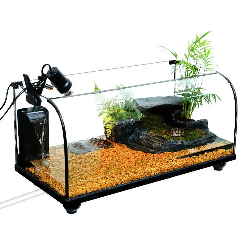 Household Circular Turtle Survival Glass Material Transparent Tank Small Turtle Water Tank Ecological Box