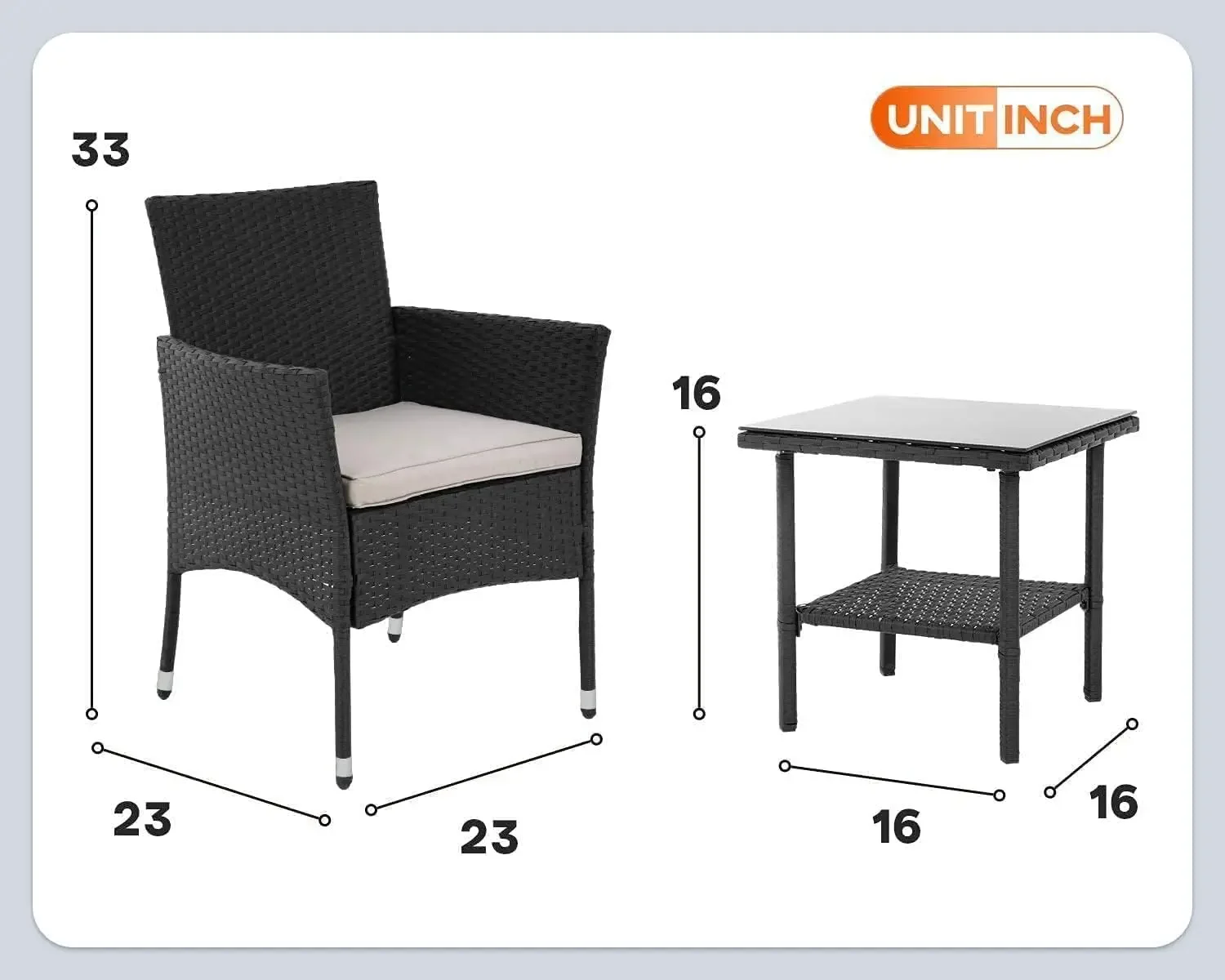 Outdoor Rieten Bistro Rotan Stoel Gesprek Sets Met Salontafel Voor Tuin Achtertuin Gazon Veranda Zwembad Balkon, Zwart