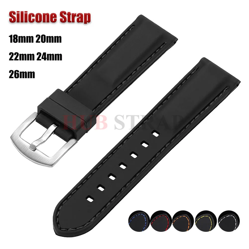 Silikon-Gummi-Uhrenarmband, 26 mm, 18 mm, 20 mm, 22 mm, 24 mm, universelles wasserdichtes Sportarmband für Casio für Seiko-Armband