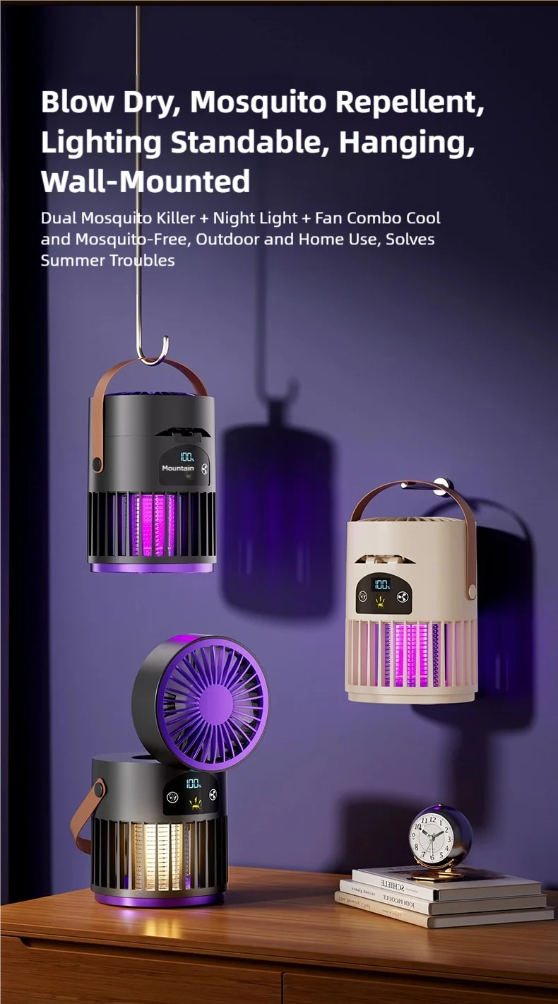 TINSOL 6-in-1 Mückenkiller-Lampe für Zuhause mit Kleinem Ventilator, Nachtlicht, Elektrischer Mückenschutz und Mückenfalle für Draußen – Detail 5