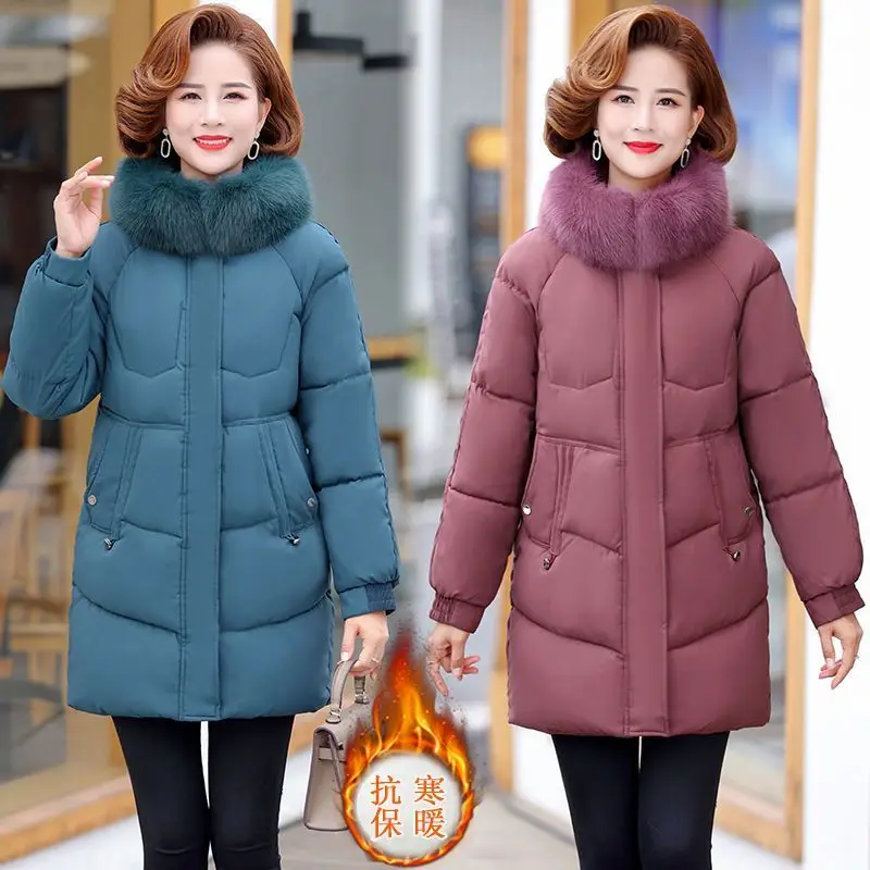 Winter Jacket Women's Parka Coat 2024 New Long Coat Snow Wear Outerwear Female Hooded Waterproof Cotton Padded Parka LX256