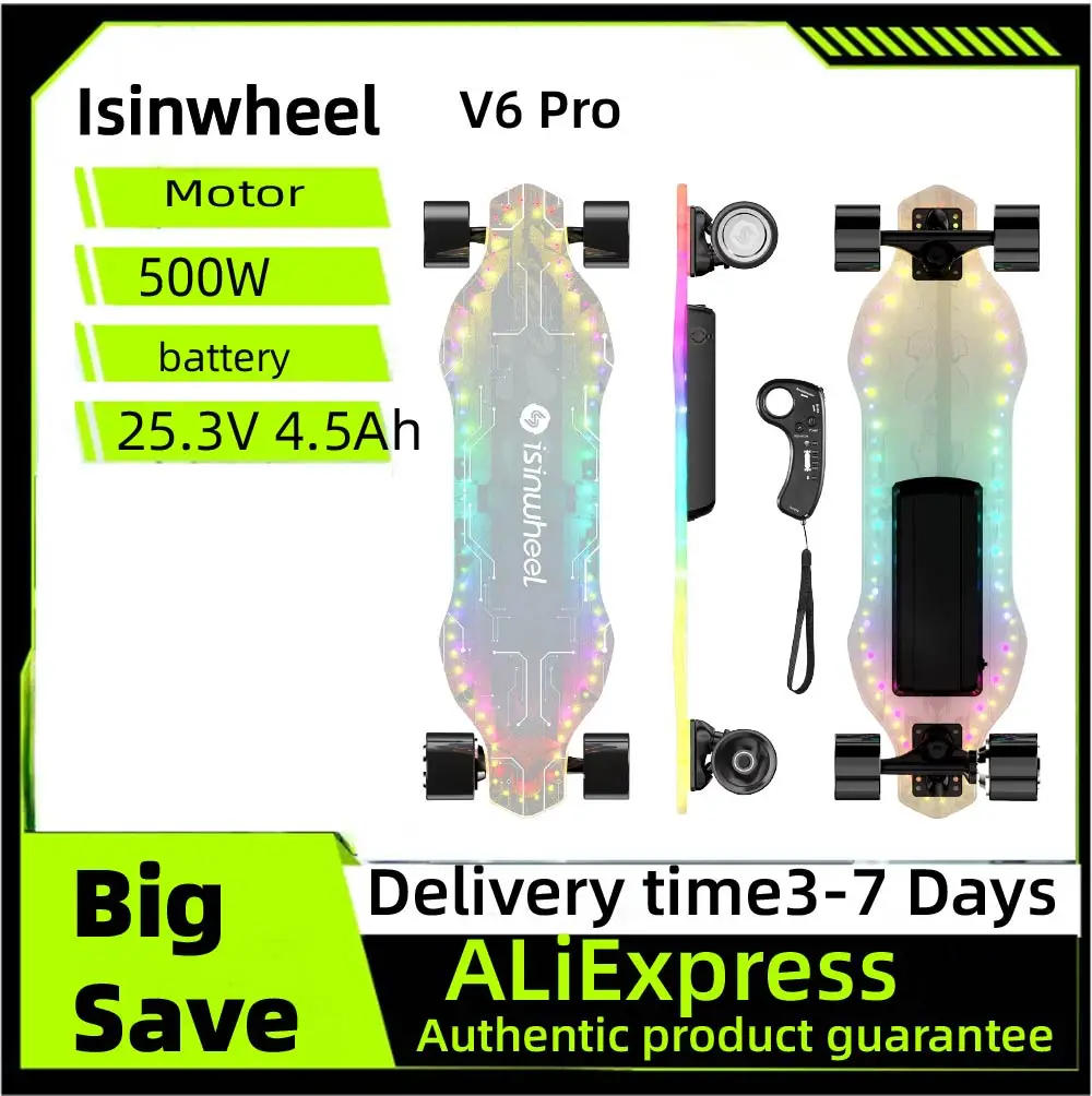 Isinwheel V6 Pro لوح التزلج الكهربائي 25.3 فولت 4.5 أمبير بطارية 500 واط موتور 74*51 مللي متر أربع عجلات لوح التزلج الإلكتروني سكوتر #1