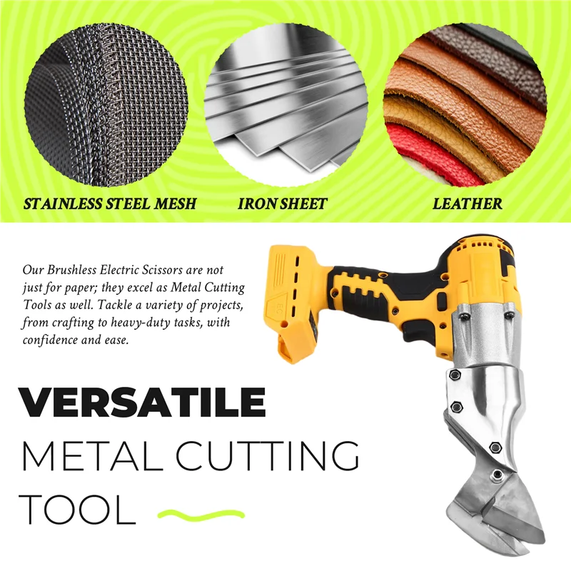 

Brushless Electric Scissors 500W Cordless Electric Scissors LED Iron Scissor Metal Cutting Tools Fordewalt 20V Battery