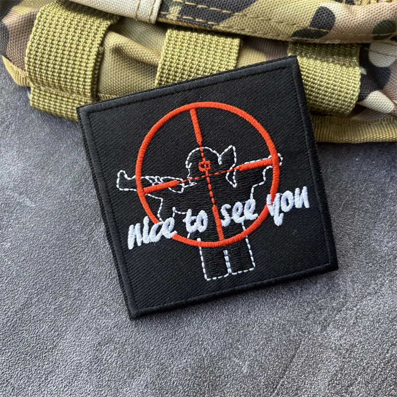 Parche bordado Encantado de verte táctica para mochila con velcro - imagen 5