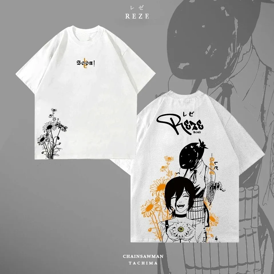 Harajuku Goth Vintage T Shirt Y2k Clothing Chainsawman Reze Graphic T Shirts Men Women  Anime Oversized Streetwear Short Sleeve