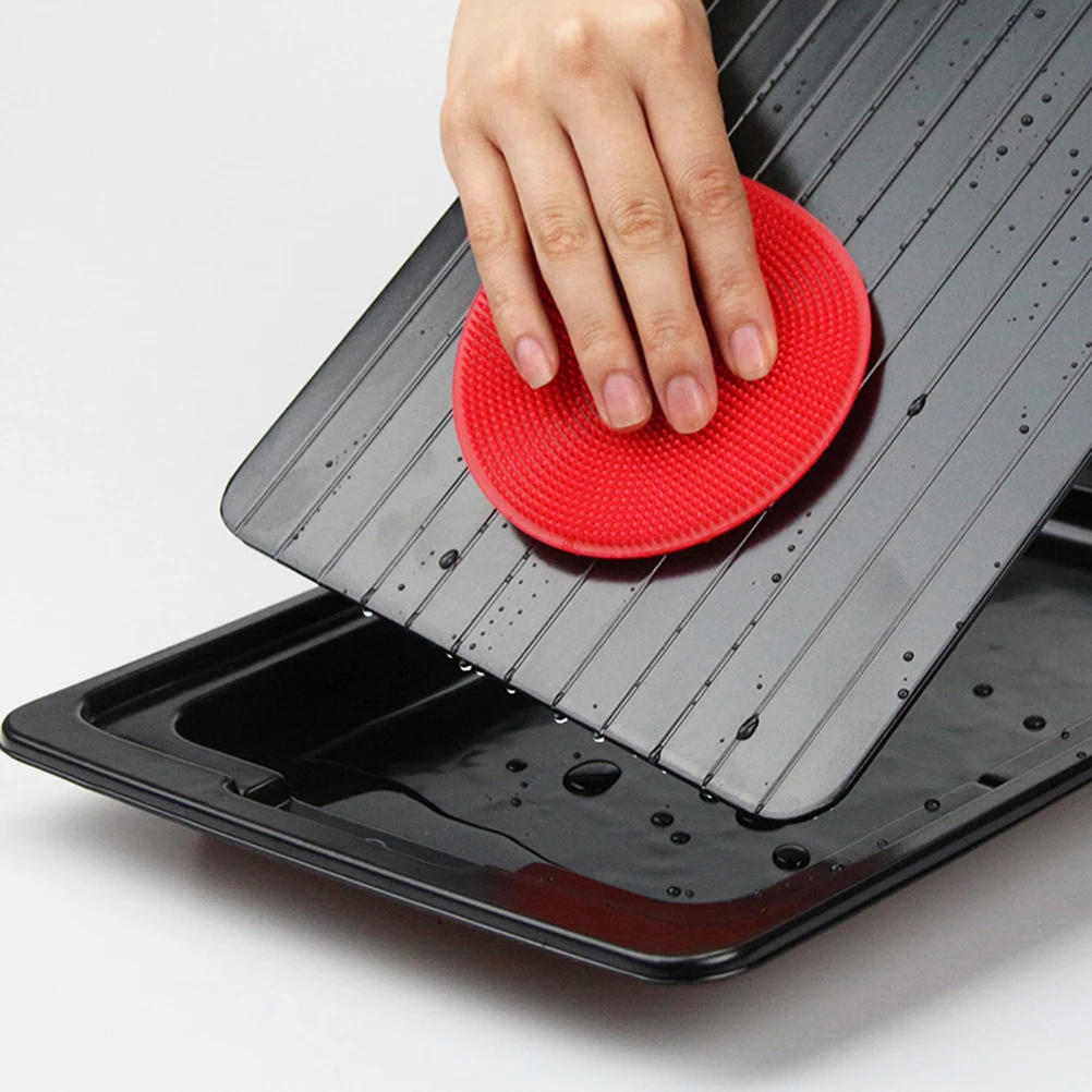 

1Pcs Quick Defrosting Tray Aluminum Plate Black 35.5x20.5x0.3cm Fast Thaw Meat Food Naturally Defrost Board Kitchen