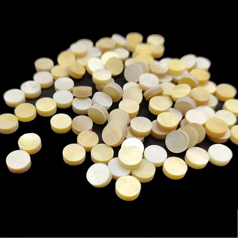 

50 Pcs Acoustic Guitar Bass Electric Guitar Ukulele Fingerboard Inlay Dots Decal Markers Decal Yellow Shell 2/3/4/5/6mm