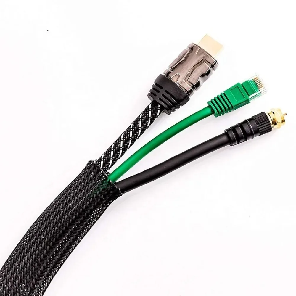 8mm Expandable Woven Mesh Casing Black Flexible Wire Mesh Sleeve Tv Audio Pc Wire Protection Black Cable Sleeve