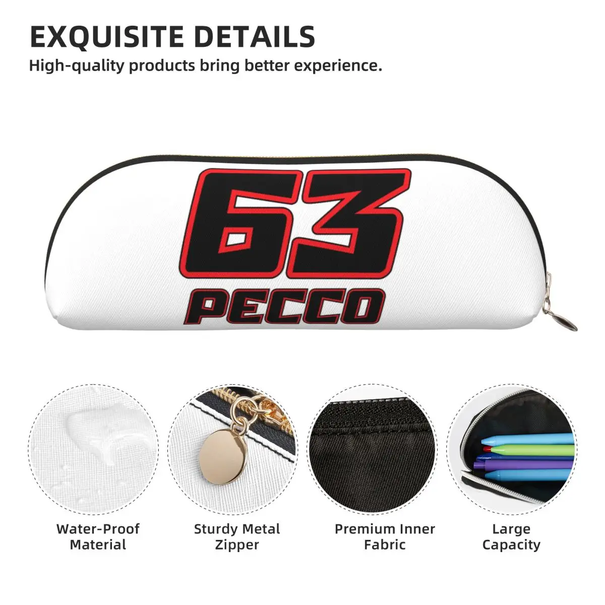 Pecco Bagnaia 63 مقلمة حامل قلم تخزين لوازم القرطاسية سعة كبيرة صندوق القلم حقيبة أقلام رصاص للبنين بنات مدرسة