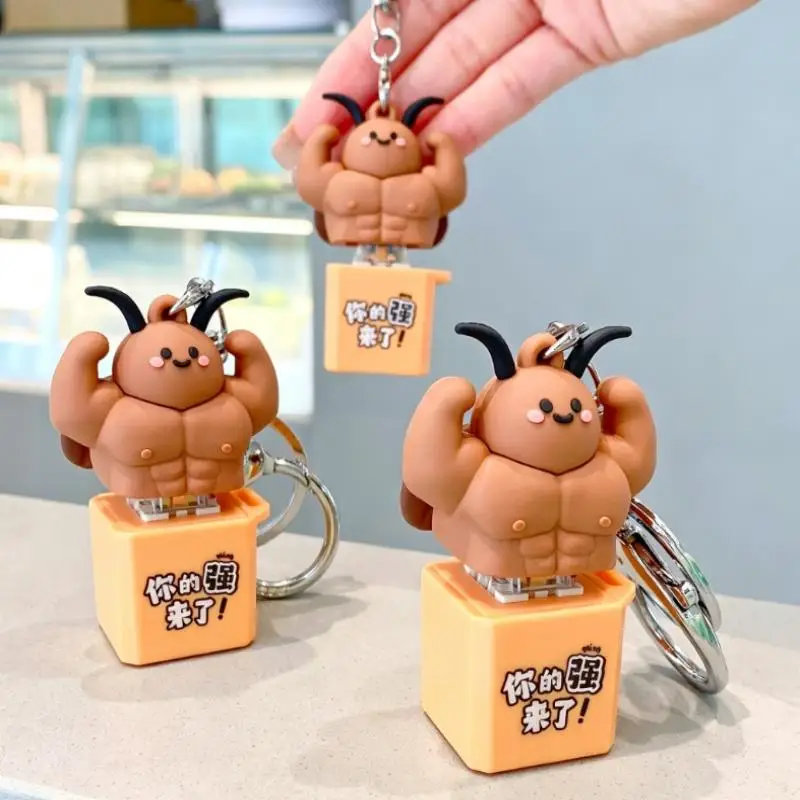 Pressable Squeaky Muscular Cockroach Keychain Weird Backpack Pendant Novelty Prank Toy for School Bag Decor for Students